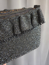Load image into Gallery viewer, 1940s Black Beaded Box Bag With Frill
