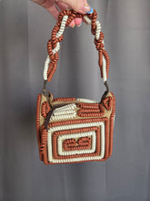Load image into Gallery viewer, 1940s Rare Brown and White Telephone Cord Box Bag
