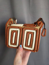 Load image into Gallery viewer, 1940s Rare Brown and White Telephone Cord Box Bag

