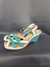 Load image into Gallery viewer, 1940s Rare Blue and White Strappy Sandals
