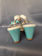 Load image into Gallery viewer, 1940s Rare Blue and White Strappy Sandals
