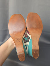 Load image into Gallery viewer, 1940s Rare Blue and White Strappy Sandals
