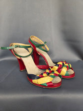 Load image into Gallery viewer, 1940s Rare Multicoloured Strappy Sandals

