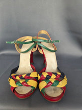 Load image into Gallery viewer, 1940s Rare Multicoloured Strappy Sandals

