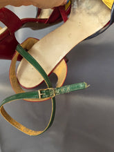 Load image into Gallery viewer, 1940s Rare Multicoloured Strappy Sandals
