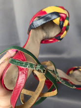 Load image into Gallery viewer, 1940s Rare Multicoloured Strappy Sandals
