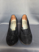Load image into Gallery viewer, 1940s Black Suede Shoes With Punched Holes
