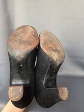 Load image into Gallery viewer, 1940s Black Suede Shoes With Punched Holes
