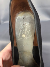 Load image into Gallery viewer, 1940s Black Suede Shoes With Punched Holes
