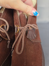 Load image into Gallery viewer, 1940s Brown Suede Fur Lined Lace Up Boots

