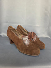 Load image into Gallery viewer, 1940s Dark Brown CC41 Suede Bow Shoes
