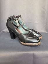 Load image into Gallery viewer, 1940s CC41 Navy Blue Leather Ankle Strap Court Shoes
