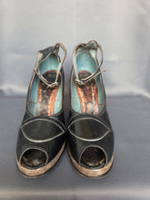 Load image into Gallery viewer, 1940s CC41 Navy Blue Leather Ankle Strap Court Shoes
