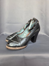 Load image into Gallery viewer, 1940s CC41 Navy Blue Leather Ankle Strap Court Shoes
