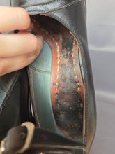 Load image into Gallery viewer, 1940s CC41 Navy Blue Leather Ankle Strap Court Shoes
