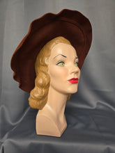 Load image into Gallery viewer, 1940s Huge Cinnamon Brown Velvet Jewelled Halo Hat
