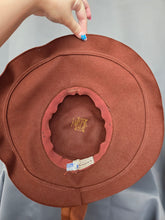 Load image into Gallery viewer, 1940s Huge Cinnamon Brown Velvet Jewelled Halo Hat
