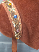 Load image into Gallery viewer, 1940s Huge Cinnamon Brown Velvet Jewelled Halo Hat
