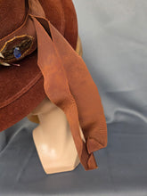 Load image into Gallery viewer, 1940s Huge Cinnamon Brown Velvet Jewelled Halo Hat
