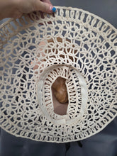 Load image into Gallery viewer, 1940s Cream Lace Raffia Hat With Black Velvet Ribbon
