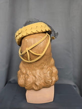 Load image into Gallery viewer, Late 1940s Yellow Felt Tilt Hat With Netting
