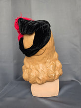 Load image into Gallery viewer, 1940s Black Velvet Tilt Hat With Red Feather
