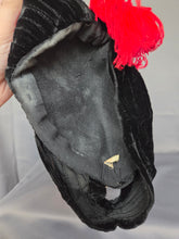 Load image into Gallery viewer, 1940s Black Velvet Tilt Hat With Red Feather
