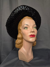 Load image into Gallery viewer, 1940s Black Sequin And Net Halo/Tilt Hat
