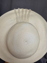 Load image into Gallery viewer, 1940s Huge Cream Straw/Raffia Halo Hat With Velvet Ribbon
