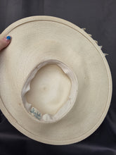 Load image into Gallery viewer, 1940s Huge Cream Straw/Raffia Halo Hat With Velvet Ribbon
