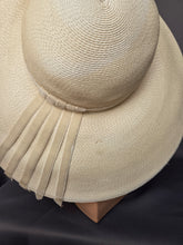 Load image into Gallery viewer, 1940s Huge Cream Straw/Raffia Halo Hat With Velvet Ribbon
