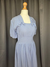 Load image into Gallery viewer, 1940s Blue and White Diamond Print Dress With Bows
