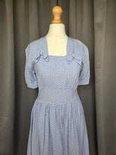 Load image into Gallery viewer, 1940s Blue and White Diamond Print Dress With Bows
