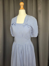 Load image into Gallery viewer, 1940s Blue and White Diamond Print Dress With Bows
