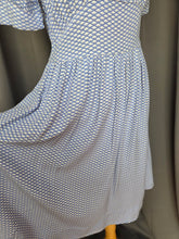 Load image into Gallery viewer, 1940s Blue and White Diamond Print Dress With Bows
