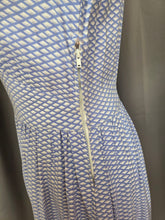 Load image into Gallery viewer, 1940s Blue and White Diamond Print Dress With Bows
