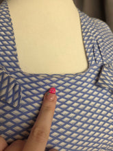 Load image into Gallery viewer, 1940s Blue and White Diamond Print Dress With Bows
