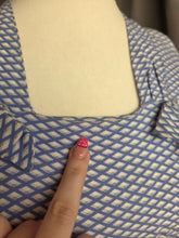 Load image into Gallery viewer, 1940s Blue and White Diamond Print Dress With Bows
