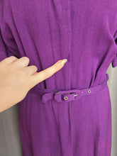 Load image into Gallery viewer, 1940s Rich Purple Zip Front Dress
