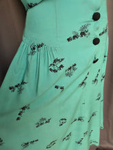 Load image into Gallery viewer, 1940s Turquoise Blue Elephant Print Sun Dress and Bolero Set
