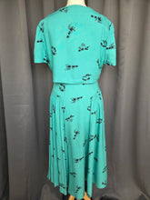 Load image into Gallery viewer, 1940s Turquoise Blue Elephant Print Sun Dress and Bolero Set
