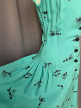 Load image into Gallery viewer, 1940s Turquoise Blue Elephant Print Sun Dress and Bolero Set
