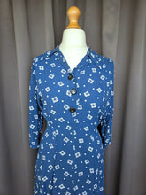 Load image into Gallery viewer, 1940s Dark Teal Square and Spot Print Dress
