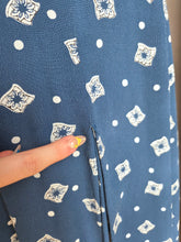 Load image into Gallery viewer, 1940s Dark Teal Square and Spot Print Dress
