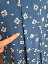 Load image into Gallery viewer, 1940s Dark Teal Square and Spot Print Dress

