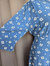 Load image into Gallery viewer, 1940s Dark Teal Square and Spot Print Dress
