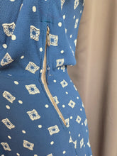 Load image into Gallery viewer, 1940s Dark Teal Square and Spot Print Dress
