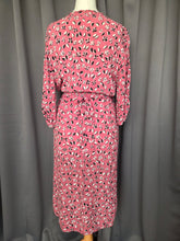 Load image into Gallery viewer, 1940s Pink, Black and White Leaf Print Crepe Dress
