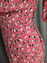 Load image into Gallery viewer, 1940s Pink, Black and White Leaf Print Crepe Dress

