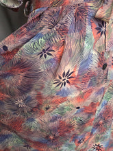 Load image into Gallery viewer, 1940s Pink, Blue and Green Mottled Hawaiian Leaf Print Dress
